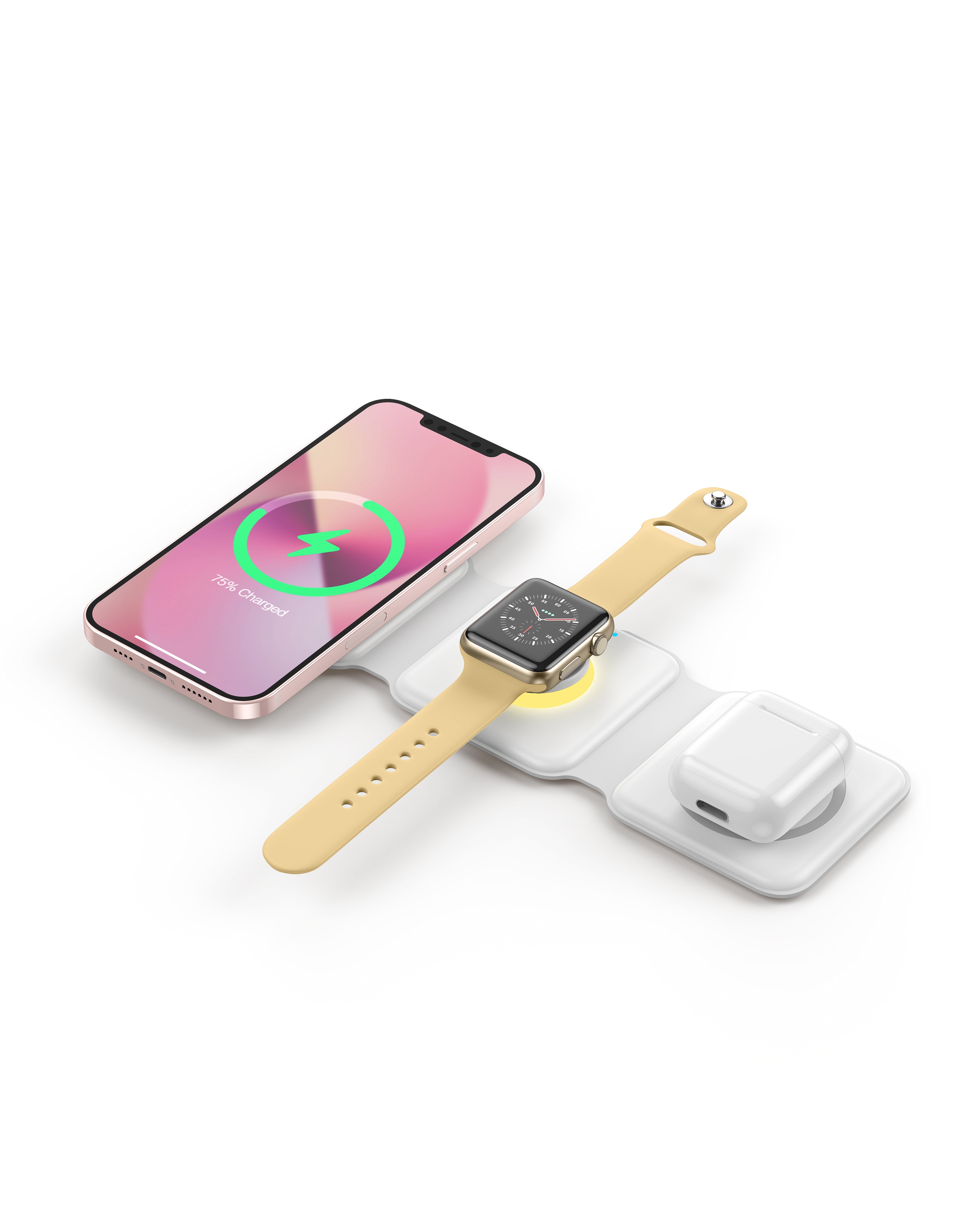 Wiwu Power Air M6 3 in 1 Mıknatıslı Kablosuz Telefon-Saat-Kulaklık Şarj Standı - 1 Wiwu Power Air M6 3 in 1 Mıknatıslı Kablosuz Telefon-Saat-Kulaklık Şarj Standı - 1